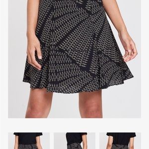 JCREW Blair black and khaki Silk flare mini skirt - size 14. Fully lined.